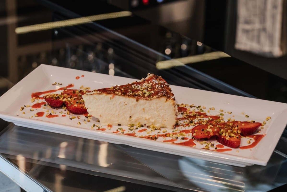Strawberry pistachio cheesecake